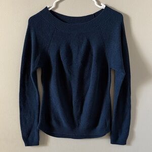 Title Nine Deep Blue Wide Neck Merino Sweater, Sz XS
